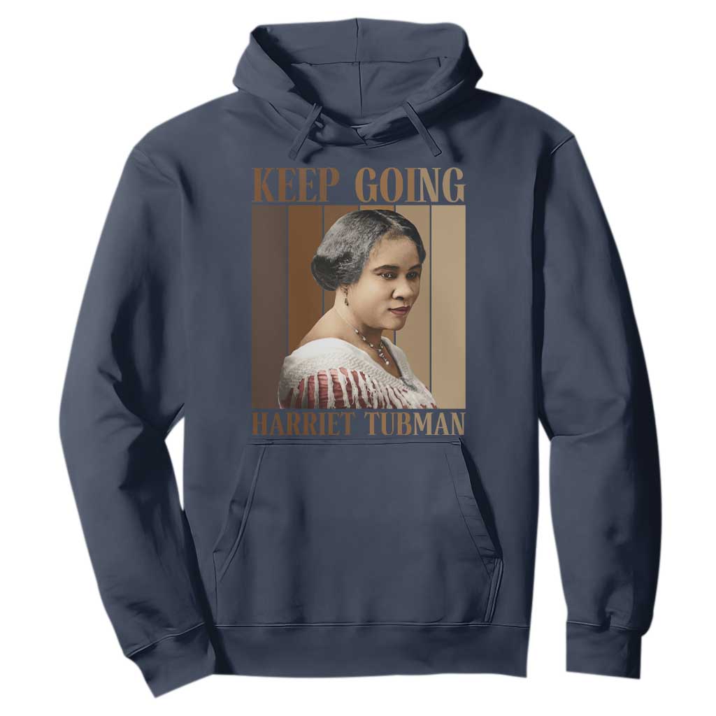 Madam CJ Walker Keep Going Retro Poster Hoodie Black History Month Gift TS12 Navy Print Your Wear