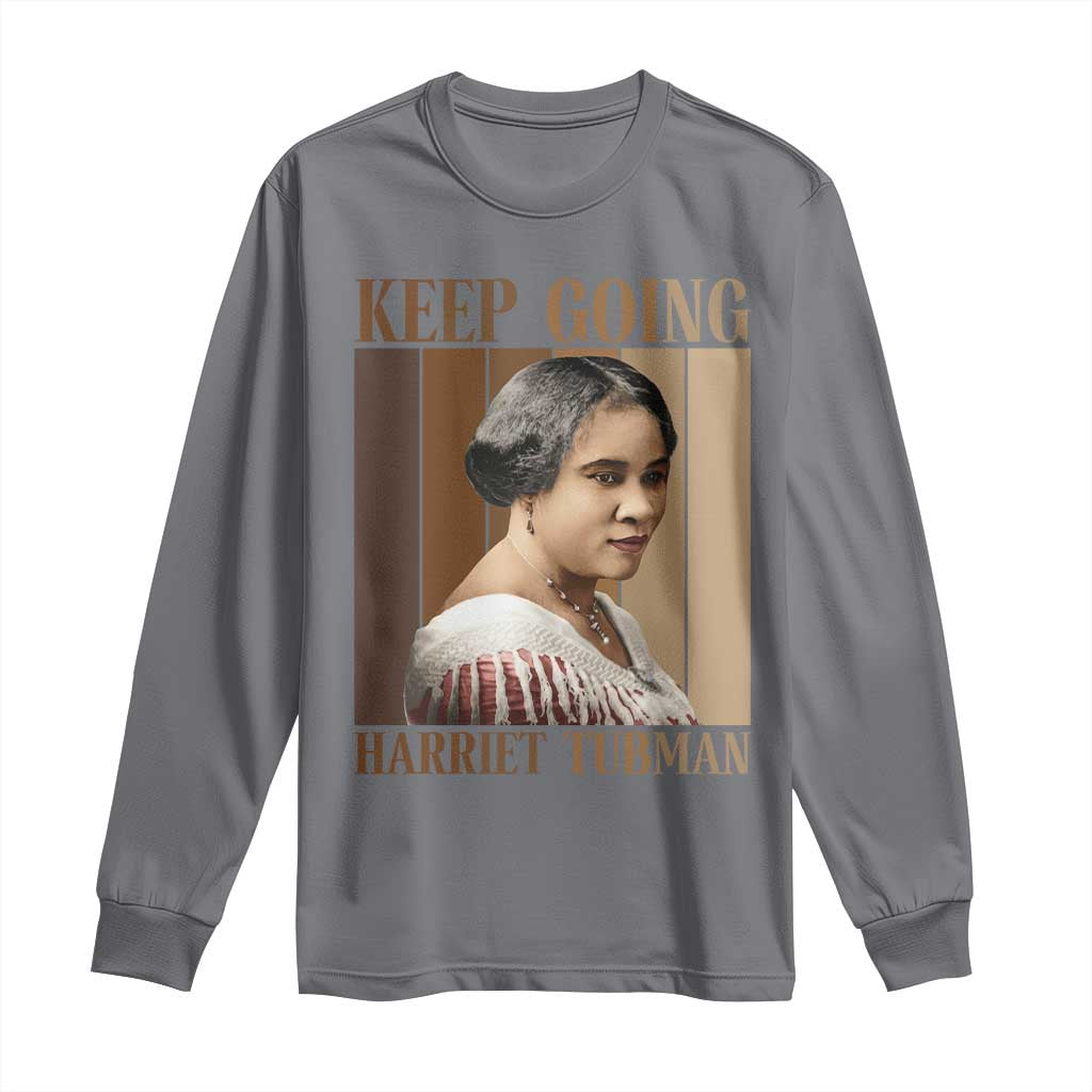 Madam CJ Walker Keep Going Retro Poster Long Sleeve Shirt Black History Month Gift TS12 Charcoal Print Your Wear