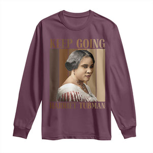 Madam CJ Walker Keep Going Retro Poster Long Sleeve Shirt Black History Month Gift TS12 Maroon Print Your Wear