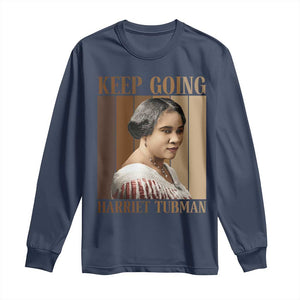 Madam CJ Walker Keep Going Retro Poster Long Sleeve Shirt Black History Month Gift TS12 Navy Print Your Wear