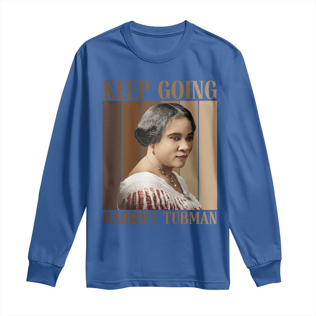 Madam CJ Walker Keep Going Retro Poster Long Sleeve Shirt Black History Month Gift TS12 Royal Blue Print Your Wear