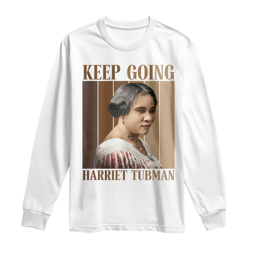 Madam CJ Walker Keep Going Retro Poster Long Sleeve Shirt Black History Month Gift TS12 White Print Your Wear