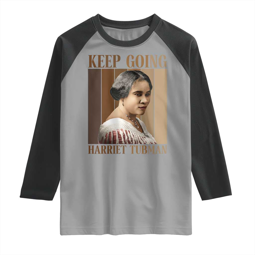 Madam CJ Walker Keep Going Retro Poster Raglan Shirt Black History Month Gift TS12 Sport Gray Black Print Your Wear