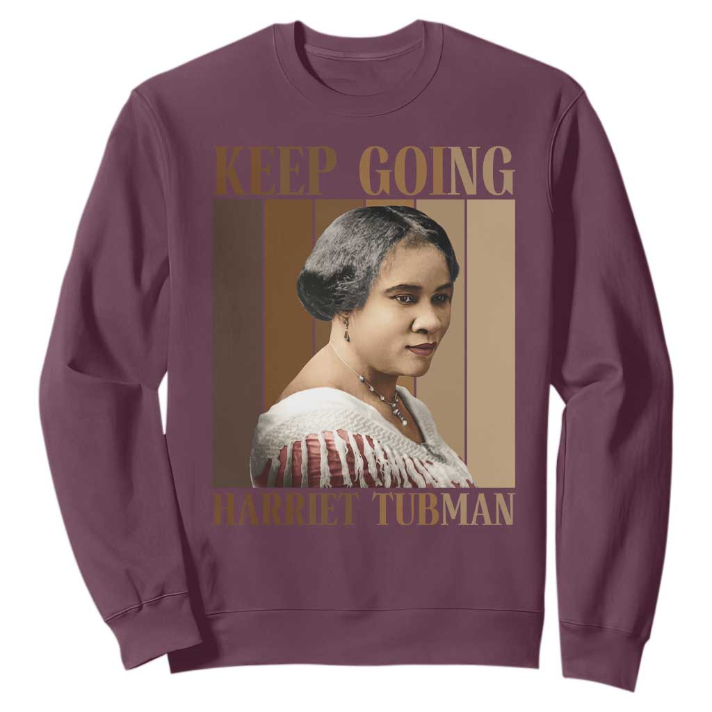 Madam CJ Walker Keep Going Retro Poster Sweatshirt Black History Month Gift TS12 Maroon Print Your Wear