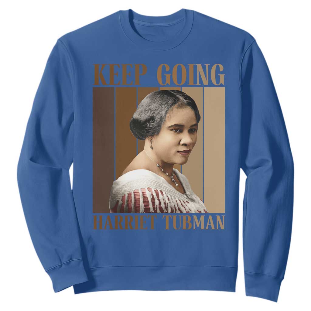 Madam CJ Walker Keep Going Retro Poster Sweatshirt Black History Month Gift TS12 Royal Blue Print Your Wear