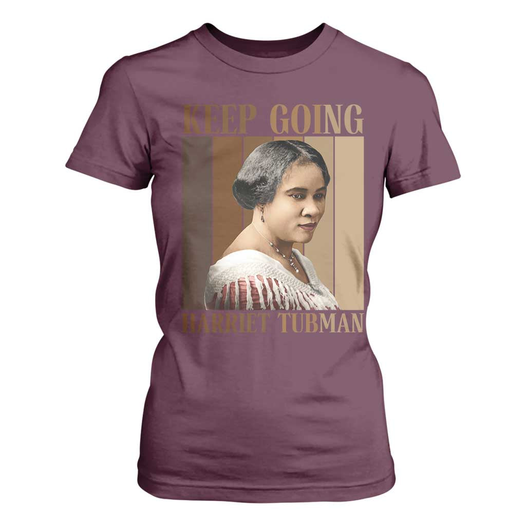 Madam CJ Walker Keep Going Retro Poster T Shirt For Women Black History Month Gift TS12 Maroon Print Your Wear