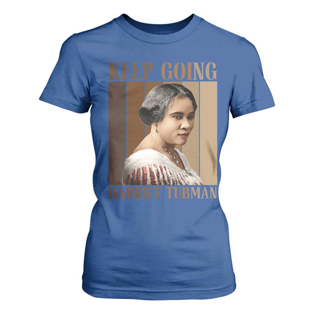 Madam CJ Walker Keep Going Retro Poster T Shirt For Women Black History Month Gift TS12 Royal Blue Print Your Wear