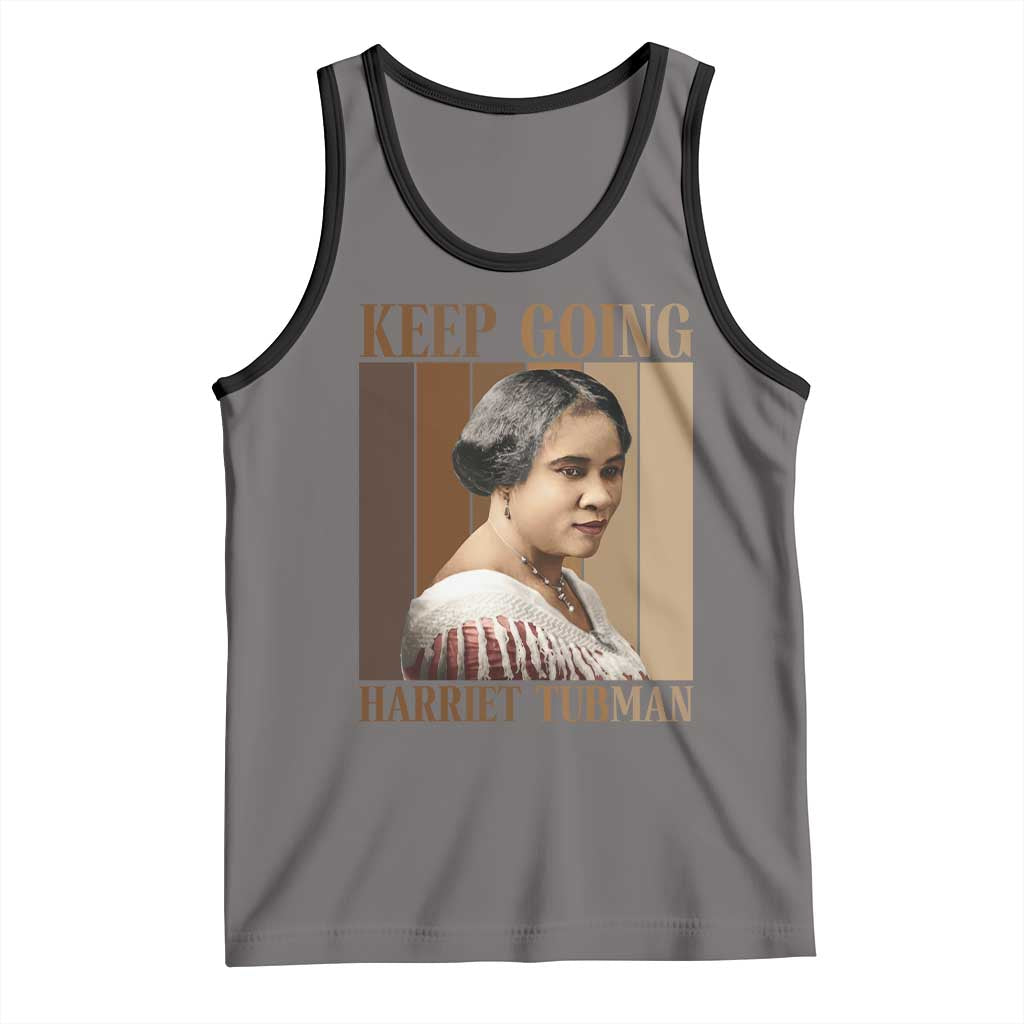 Madam CJ Walker Keep Going Retro Poster Tank Top Black History Month Gift TS12 Deep Heather Black Print Your Wear