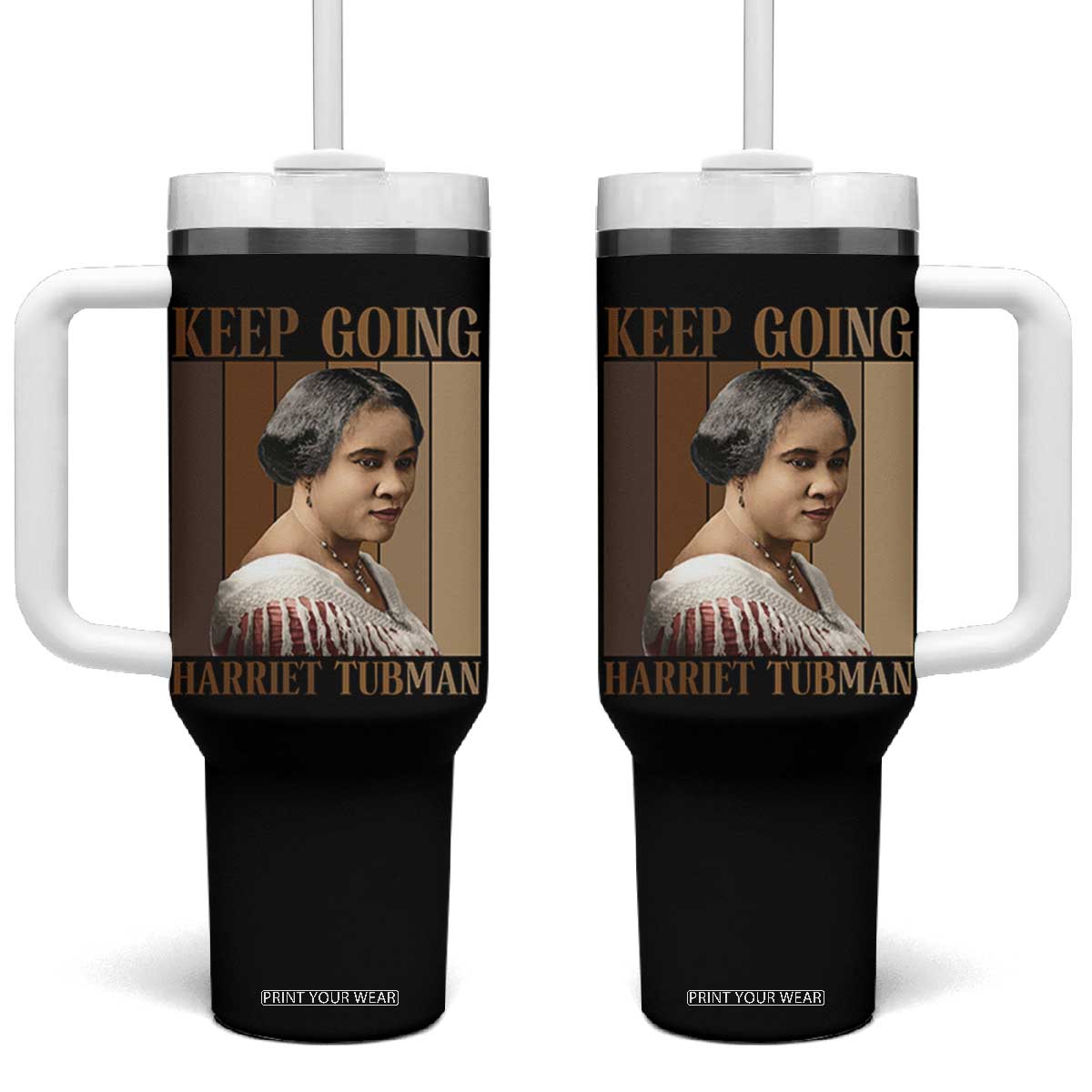 Madam CJ Walker Keep Going Retro Poster Tumbler With Handle Black History Month Gift TS12 One Size: 40 oz Black Print Your Wear