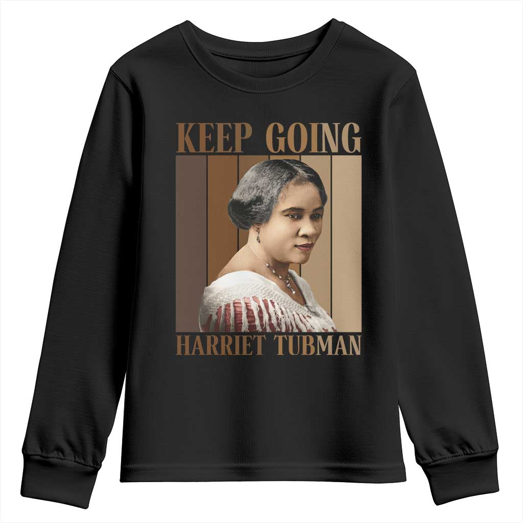 Madam CJ Walker Keep Going Retro Poster Youth Sweatshirt Black History Month Gift TS12 Black Print Your Wear