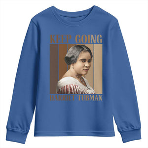 Madam CJ Walker Keep Going Retro Poster Youth Sweatshirt Black History Month Gift TS12 Royal Blue Print Your Wear