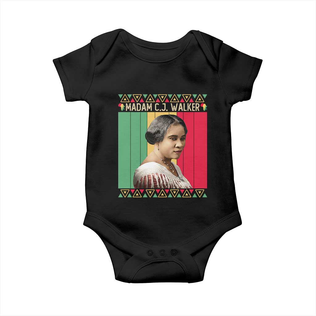 Madam CJ Walker Retro Sunset Baby Onesie Strong Black Woman Leader TS12 Black Print Your Wear