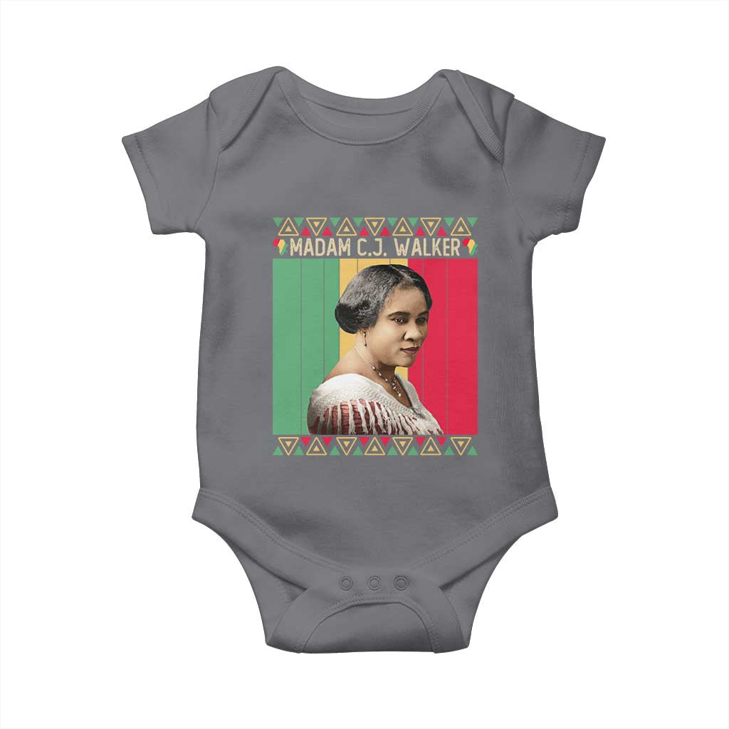 Madam CJ Walker Retro Sunset Baby Onesie Strong Black Woman Leader TS12 Charcoal Print Your Wear