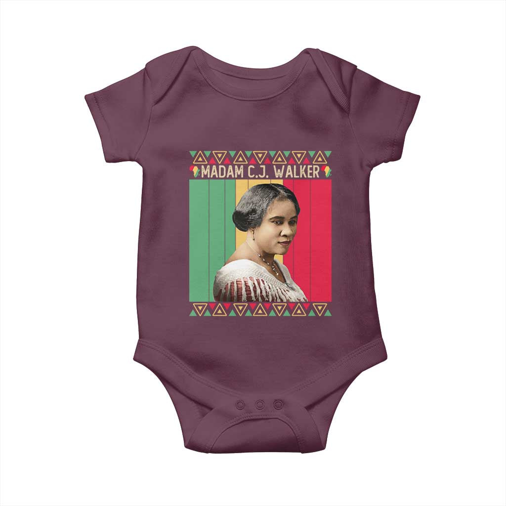 Madam CJ Walker Retro Sunset Baby Onesie Strong Black Woman Leader TS12 Maroon Print Your Wear