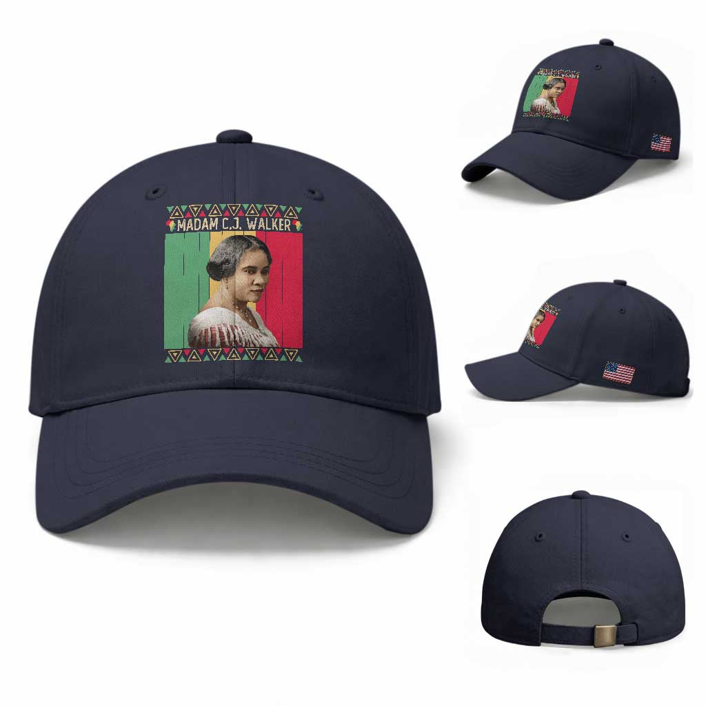 Madam CJ Walker Retro Sunset Baseball Cap Strong Black Woman Leader TS12 Baseball Cap Universal Fit Navy Print Your Wear