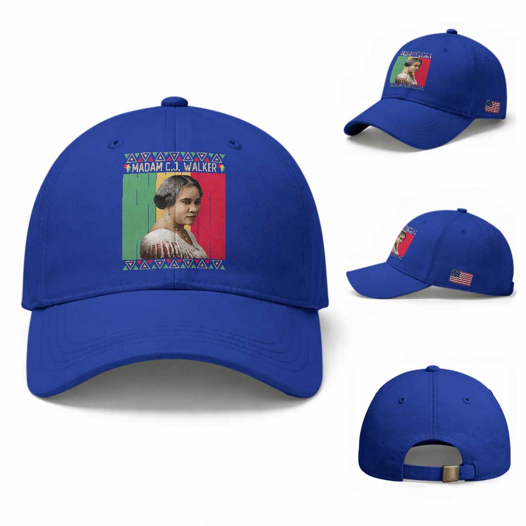 Madam CJ Walker Retro Sunset Baseball Cap Strong Black Woman Leader TS12 Baseball Cap Universal Fit Royal Blue Print Your Wear