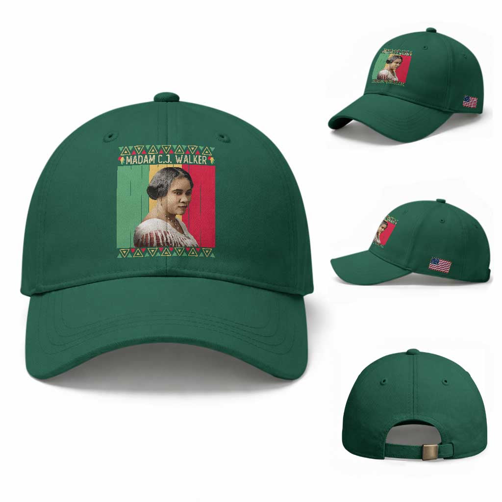 Madam CJ Walker Retro Sunset Baseball Cap Strong Black Woman Leader TS12 Baseball Cap Universal Fit Irish Green Print Your Wear