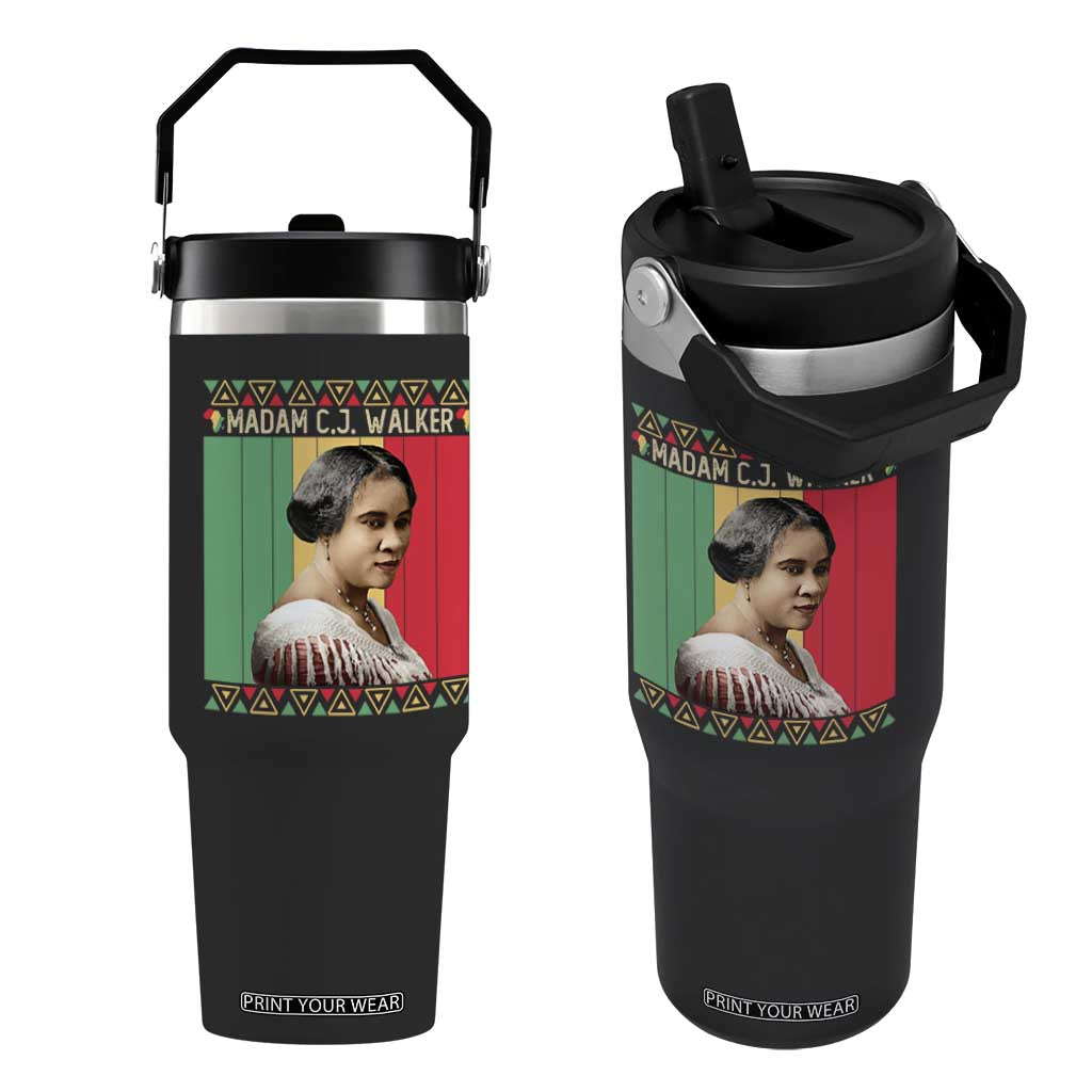 Madam CJ Walker Retro Sunset Flip Straw Tumbler Strong Black Woman Leader TS12 One Size: 30 oz Black Print Your Wear
