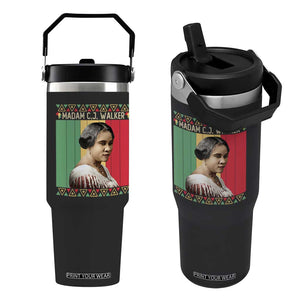 Madam CJ Walker Retro Sunset Flip Straw Tumbler Strong Black Woman Leader TS12 One Size: 30 oz Black Print Your Wear
