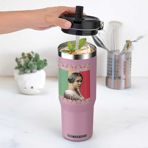 Madam CJ Walker Retro Sunset Flip Straw Tumbler Strong Black Woman Leader TS12 One Size: 30 oz Light Pink Print Your Wear