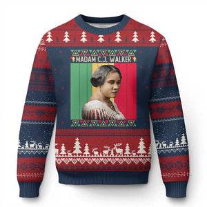 Madam CJ Walker Retro Sunset Ugly Christmas Sweater Strong Black Woman Leader TS12 Navy Red Print Your Wear
