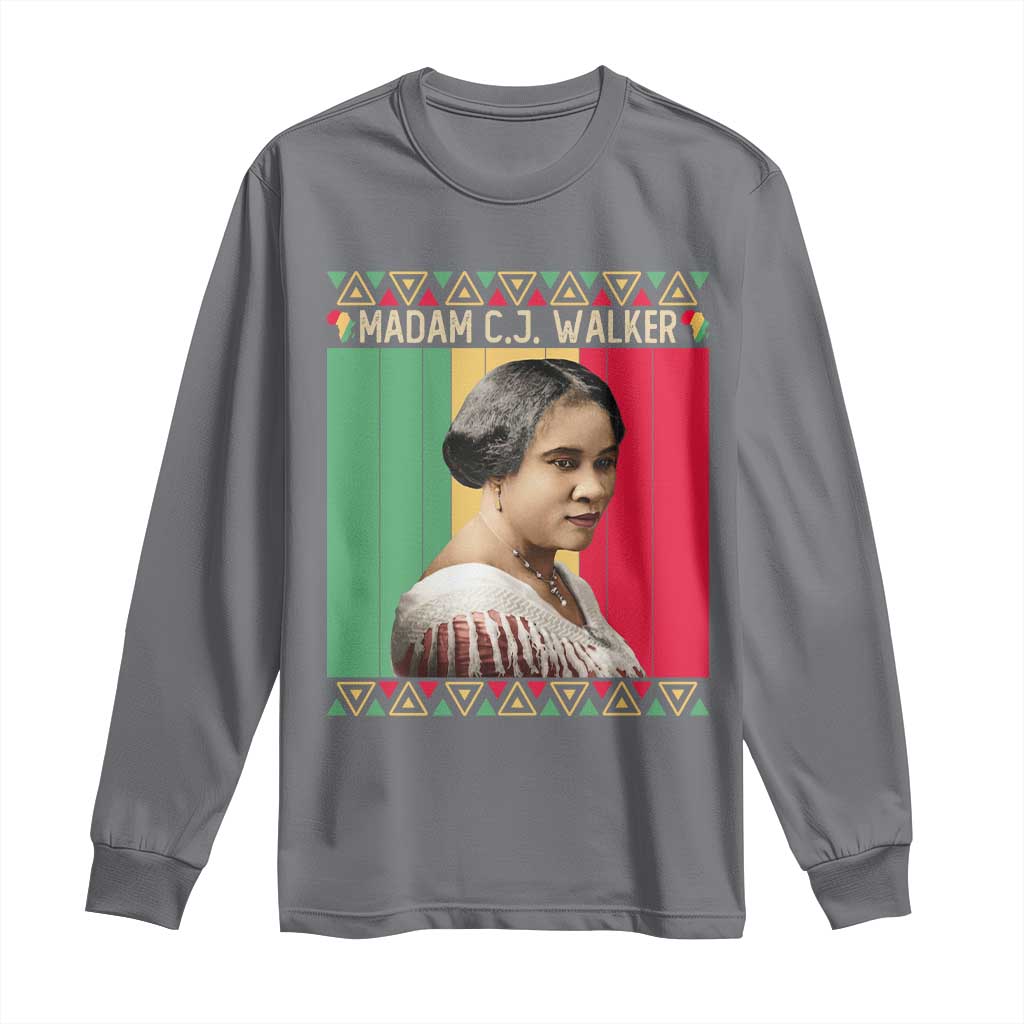 Madam CJ Walker Retro Sunset Long Sleeve Shirt Strong Black Woman Leader TS12 Charcoal Print Your Wear