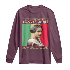 Madam CJ Walker Retro Sunset Long Sleeve Shirt Strong Black Woman Leader TS12 Maroon Print Your Wear
