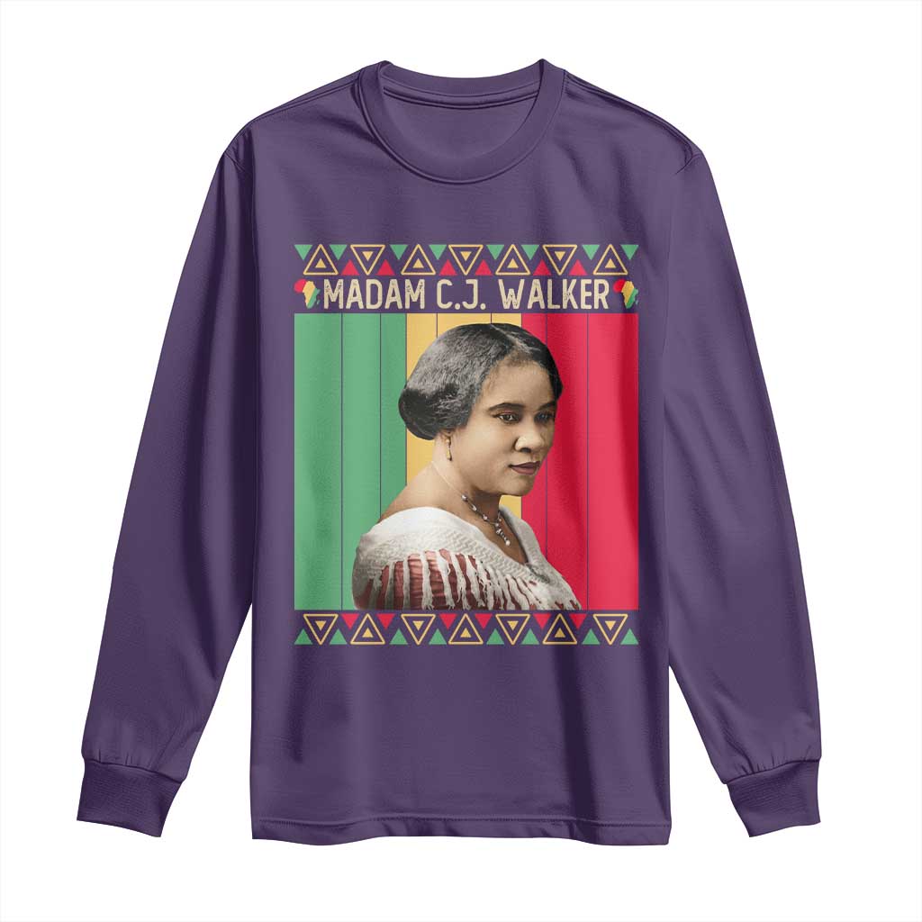 Madam CJ Walker Retro Sunset Long Sleeve Shirt Strong Black Woman Leader TS12 Purple Print Your Wear