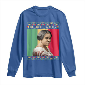Madam CJ Walker Retro Sunset Long Sleeve Shirt Strong Black Woman Leader TS12 Royal Blue Print Your Wear