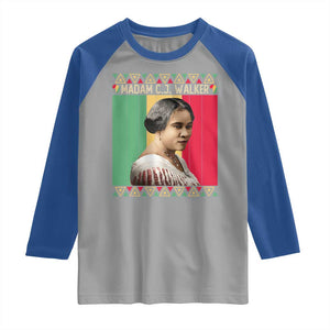 Madam CJ Walker Retro Sunset Raglan Shirt Strong Black Woman Leader TS12 Sport Gray Royal Print Your Wear