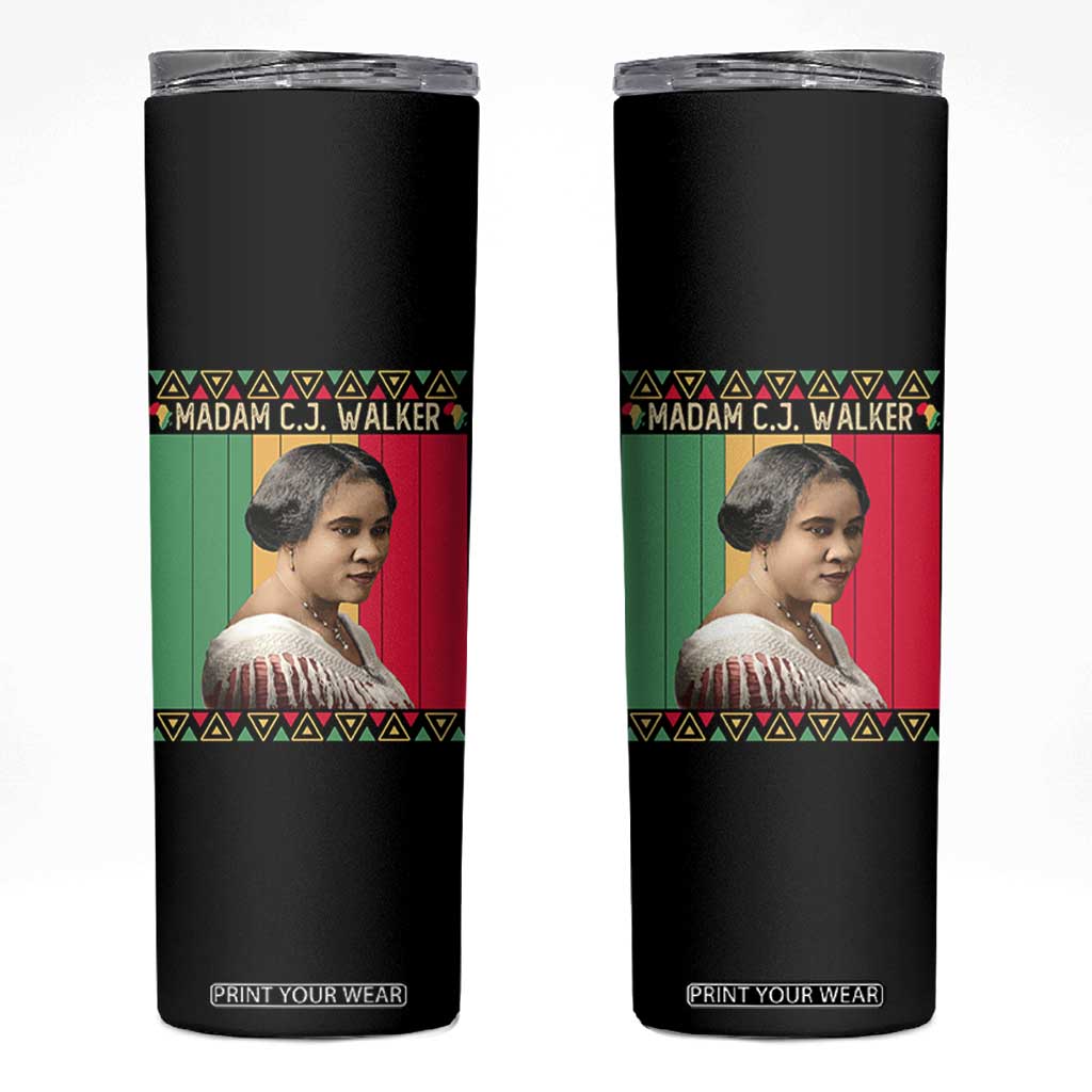 Madam CJ Walker Retro Sunset Skinny Tumbler Strong Black Woman Leader TS12 Black Print Your Wear