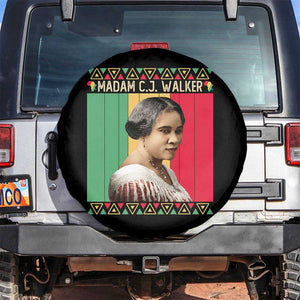 Madam CJ Walker Retro Sunset Spare Tire Cover Strong Black Woman Leader TS12 No hole Black Print Your Wear
