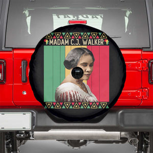 Madam CJ Walker Retro Sunset Spare Tire Cover Strong Black Woman Leader TS12 Black Print Your Wear