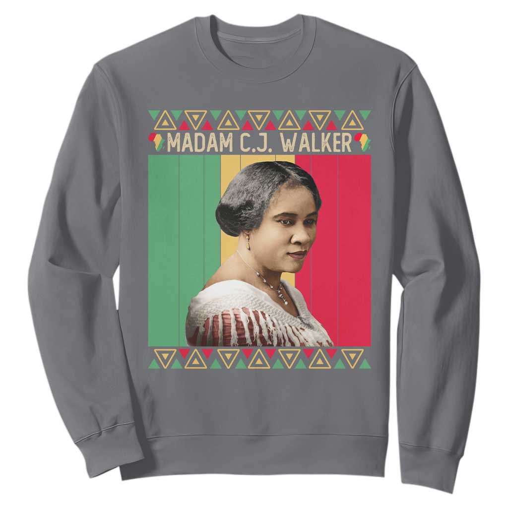 Madam CJ Walker Retro Sunset Sweatshirt Strong Black Woman Leader TS12 Charcoal Print Your Wear