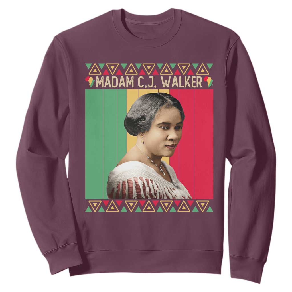 Madam CJ Walker Retro Sunset Sweatshirt Strong Black Woman Leader TS12 Maroon Print Your Wear