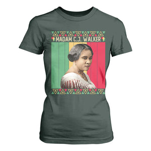 Madam CJ Walker Retro Sunset T Shirt For Women Strong Black Woman Leader TS12 Dark Forest Green Print Your Wear