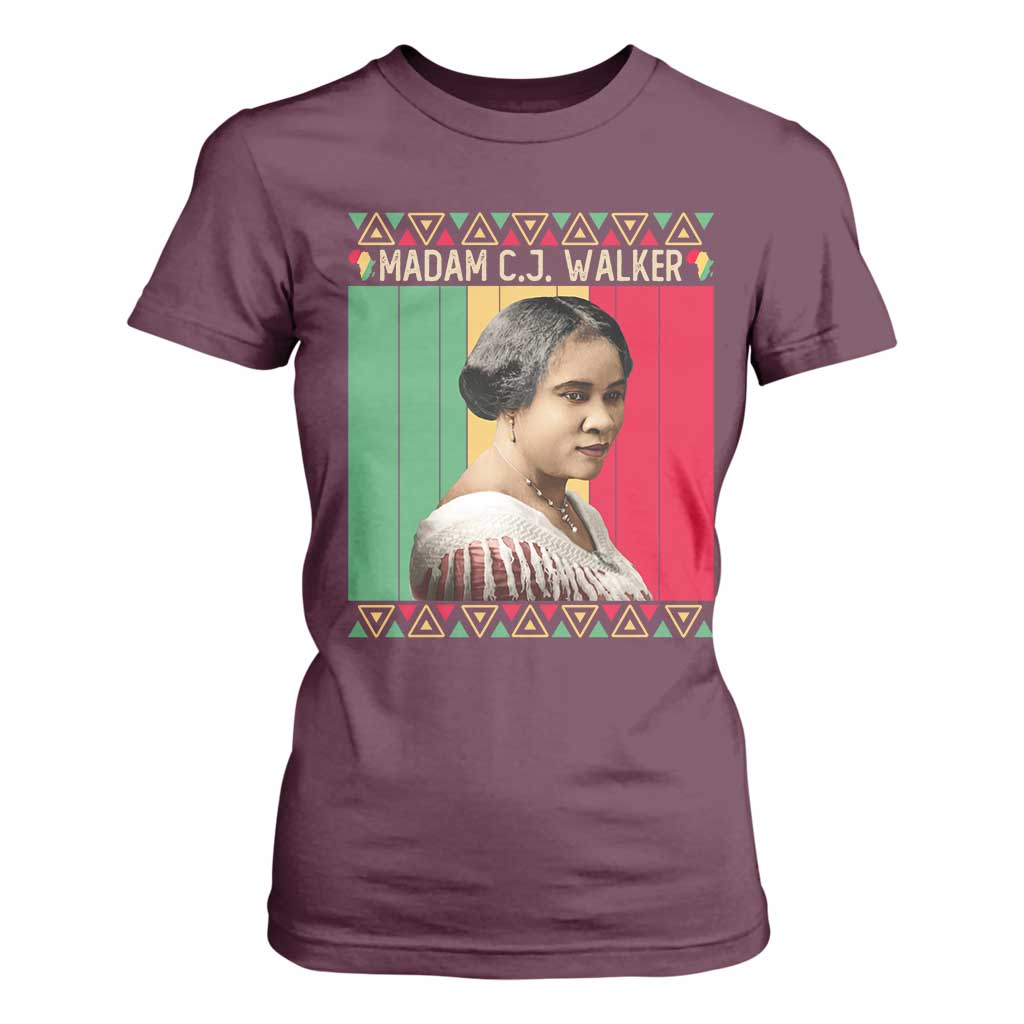 Madam CJ Walker Retro Sunset T Shirt For Women Strong Black Woman Leader TS12 Maroon Print Your Wear
