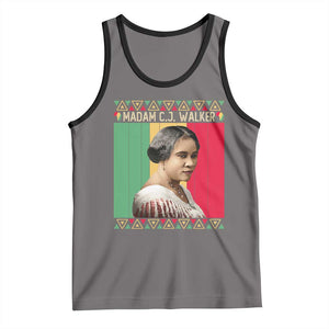 Madam CJ Walker Retro Sunset Tank Top Strong Black Woman Leader TS12 Deep Heather Black Print Your Wear