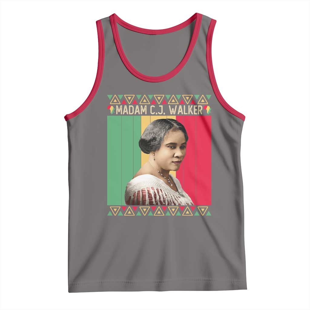 Madam CJ Walker Retro Sunset Tank Top Strong Black Woman Leader TS12 Deep Heather Red Print Your Wear