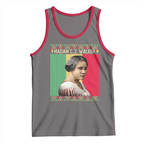 Madam CJ Walker Retro Sunset Tank Top Strong Black Woman Leader TS12 Deep Heather Red Print Your Wear