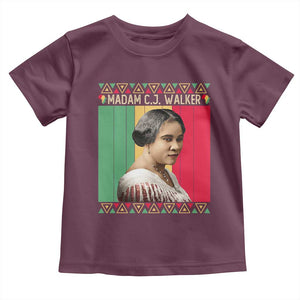 Madam CJ Walker Retro Sunset Toddler T Shirt Strong Black Woman Leader TS12 Maroon Print Your Wear
