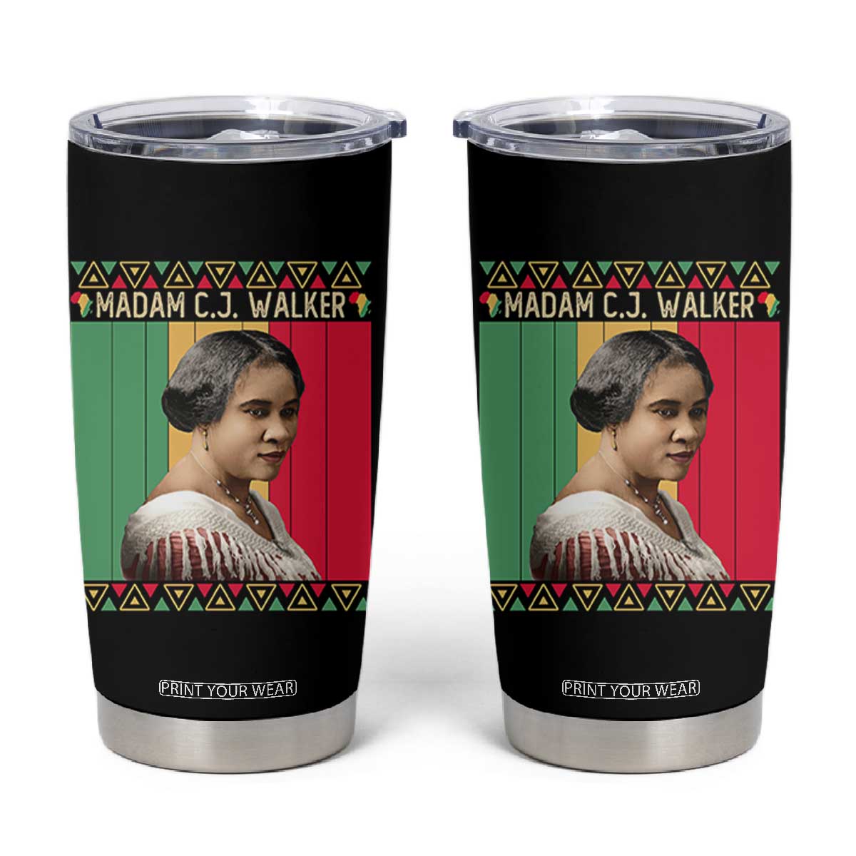 Madam CJ Walker Retro Sunset Tumbler Cup Strong Black Woman Leader TS12 Black Print Your Wear