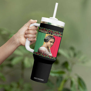 Madam CJ Walker Retro Sunset Tumbler With Handle Strong Black Woman Leader TS12 Print Your Wear