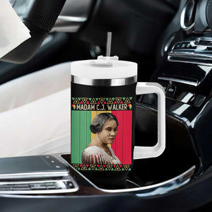 Madam CJ Walker Retro Sunset Tumbler With Handle Strong Black Woman Leader TS12 Print Your Wear