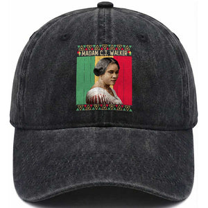 Madam CJ Walker Retro Sunset Washed Cotton Baseball Cap Strong Black Woman Leader TS12 Print Your Wear