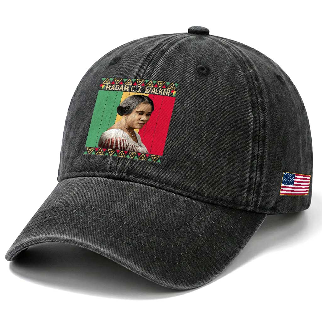 Madam CJ Walker Retro Sunset Washed Cotton Baseball Cap Strong Black Woman Leader TS12 Print Your Wear