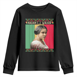 Madam CJ Walker Retro Sunset Youth Sweatshirt Strong Black Woman Leader TS12 Black Print Your Wear