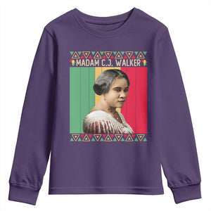 Madam CJ Walker Retro Sunset Youth Sweatshirt Strong Black Woman Leader TS12 Purple Print Your Wear