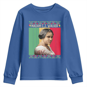 Madam CJ Walker Retro Sunset Youth Sweatshirt Strong Black Woman Leader TS12 Royal Blue Print Your Wear