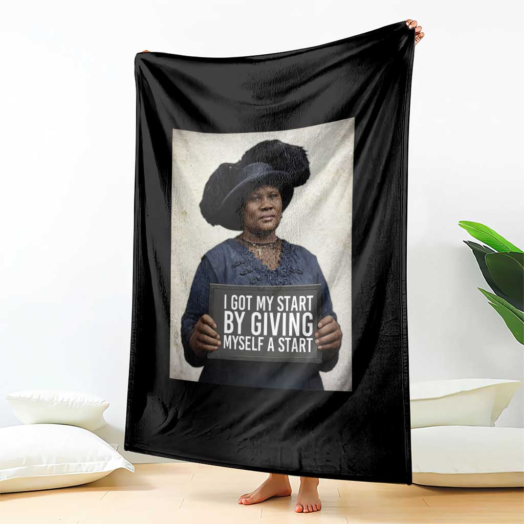 Madam CJ Walker Quote Throw Blanket I Got My Start By Giving Myself A Start TS12 Print Your Wear